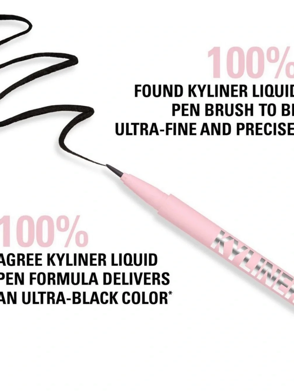 Kylie Cosmetics Pink Brush-Tip Liquid Eyeliner Pen - Black Tip